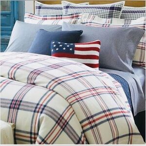 Ralph Lauren Talmadge Hill Plaid LRL European Sham 26x26 Red Blue MSRP $110